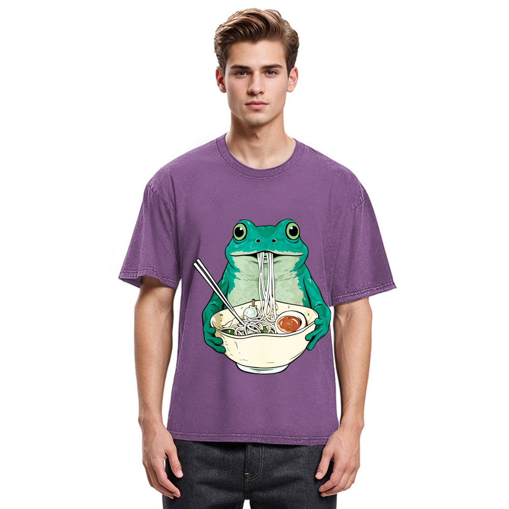 Tokyosol Vintage Frog Ramen Japanes Washed T-Shirt