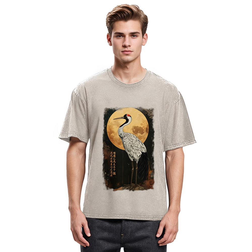 Tokyosol Vintage Japanese Crane Kanji Washed T Shirt