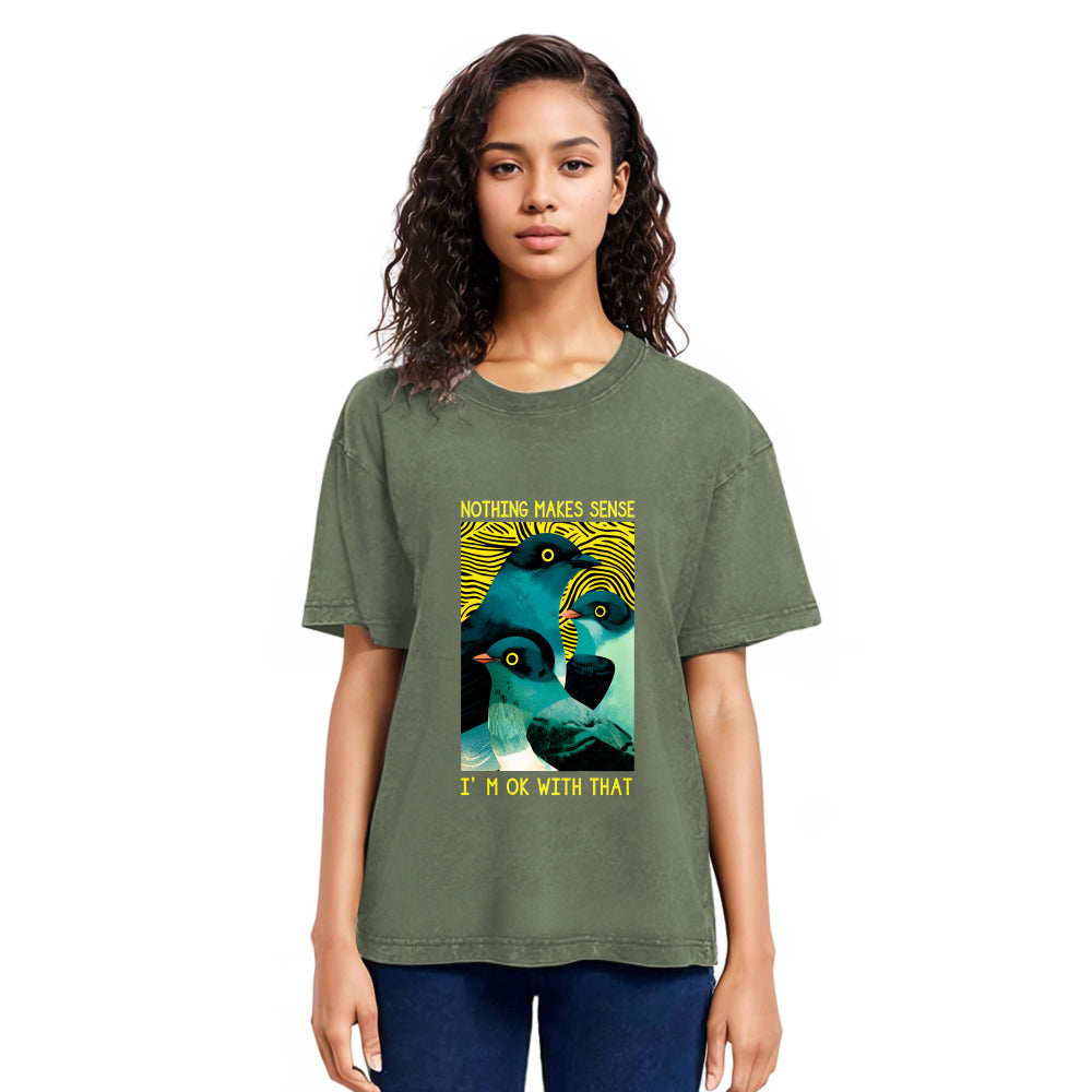 Tokyosol Nothing Makes Sense Washed T Shirt