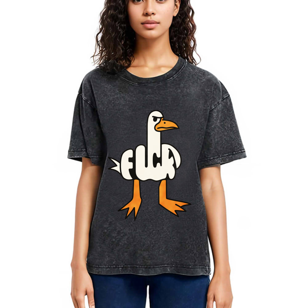Tokyosol Angry Goose Funny Washed T Shirt