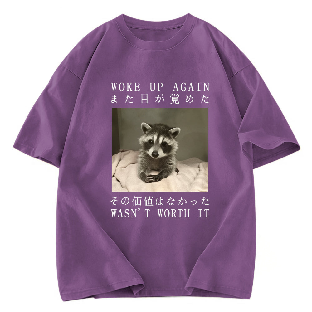 Tokyosol Raccoon Woke Up Again Washed T Shirt