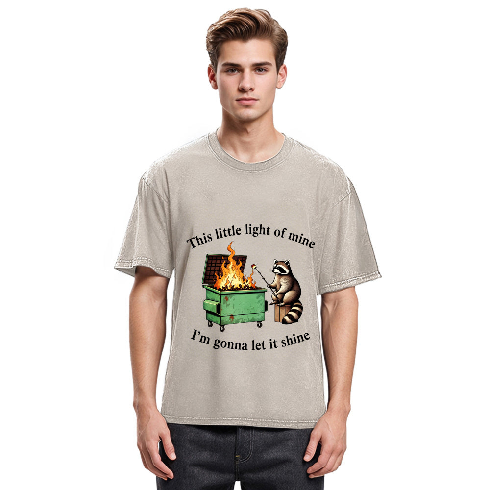 Tokyosol Dumpster Fire Raccoon Washed T Shirt