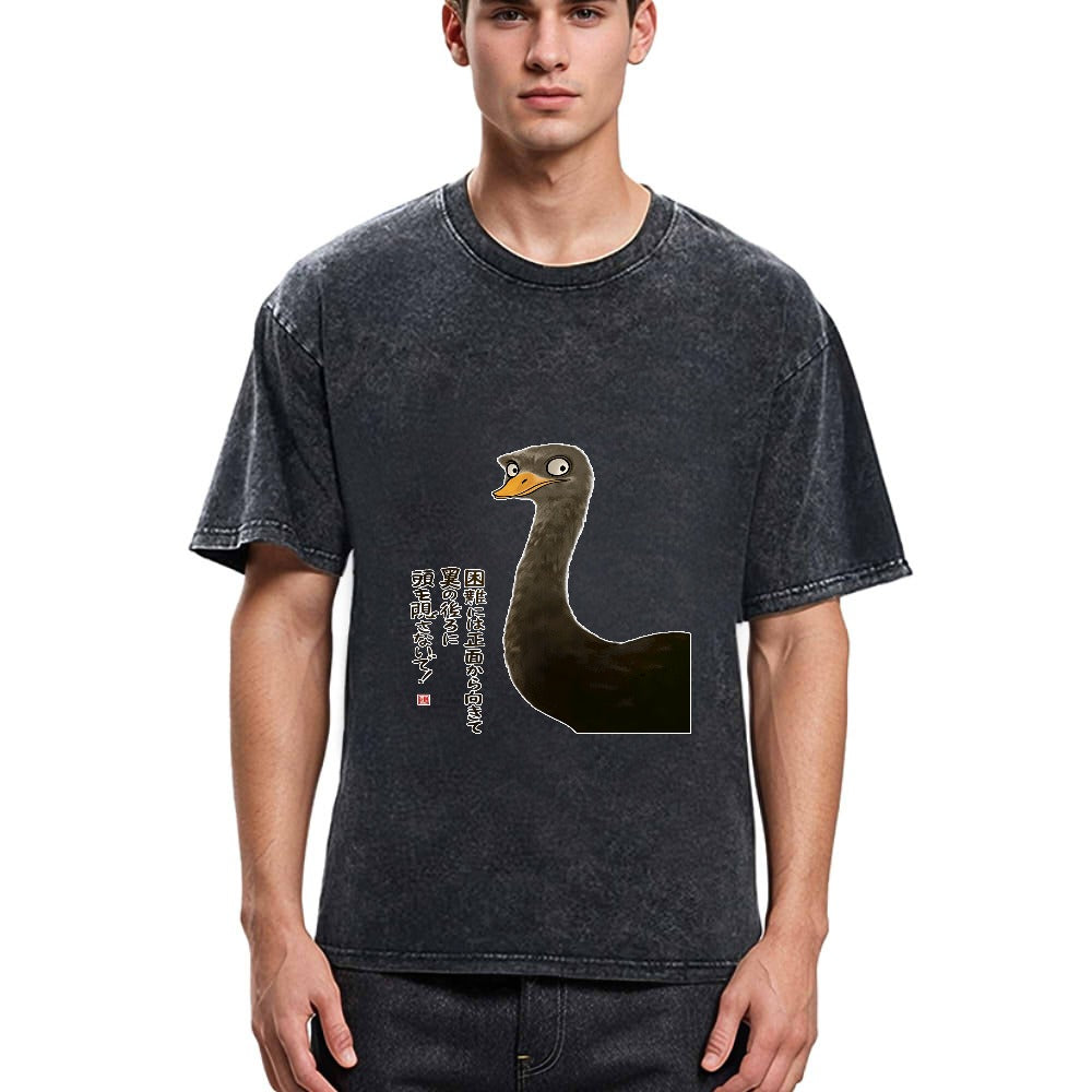 Tokyosol Avoid Difficulties Funny Washed T Shirt