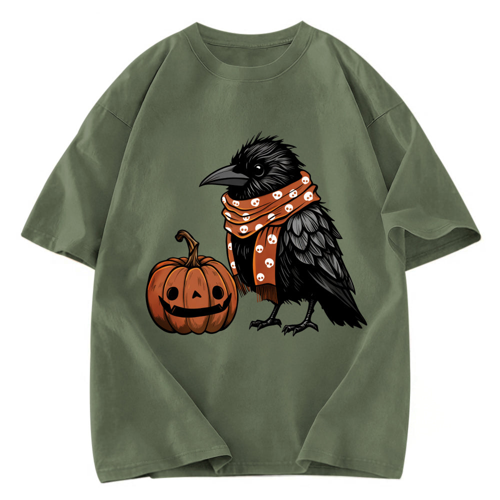 Tokyosol Crow And Pumpkin Back Washed T Shirt