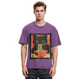 Tokyosol Kawaii Japanese Ramen Cat Vintage Washed T Shirt