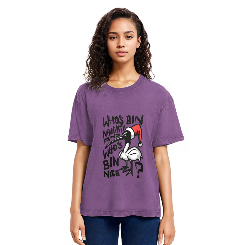 Tokyosol Christmas Bin Chicken Washed T Shirt