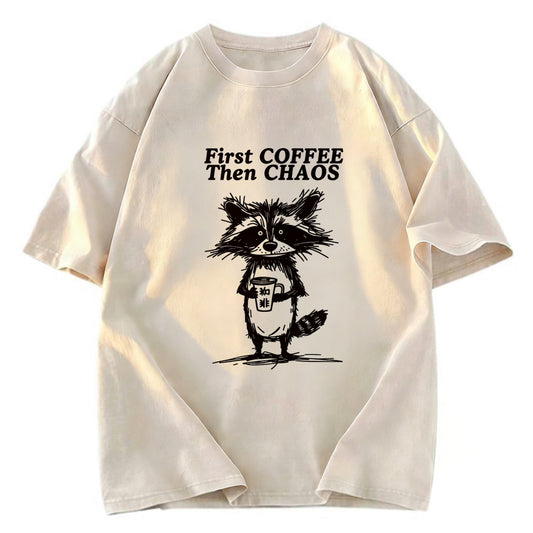 Tokyosol First Coffee Then Chaos Washed T Shirt