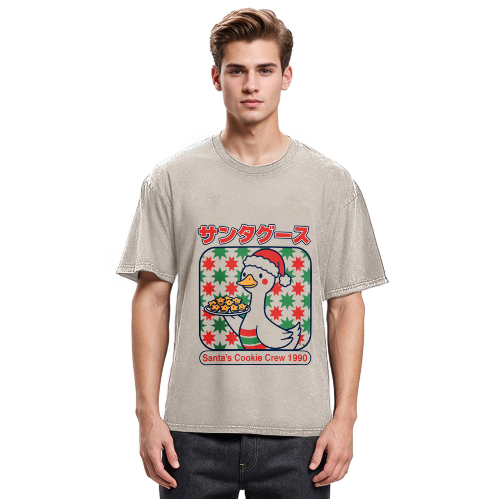Tokyosol Kawaii Christmas Goose Washed T Shirt