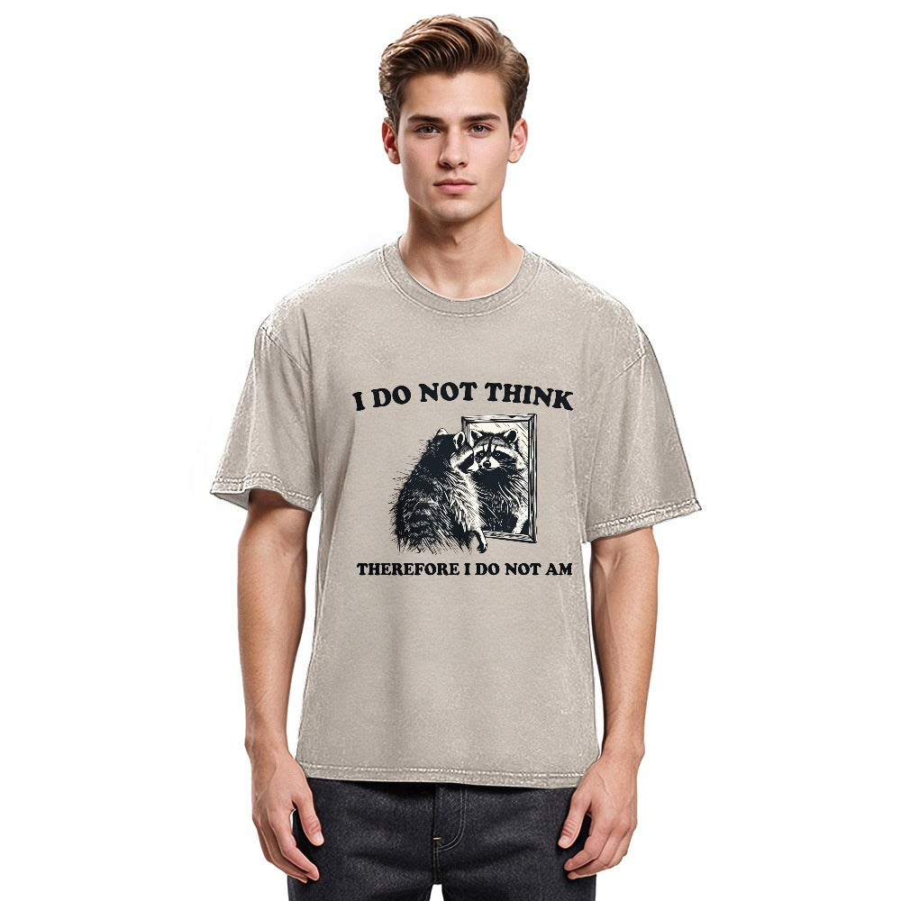 Tokyosol I Do Not Think Silly Raccoon Washed T Shirt
