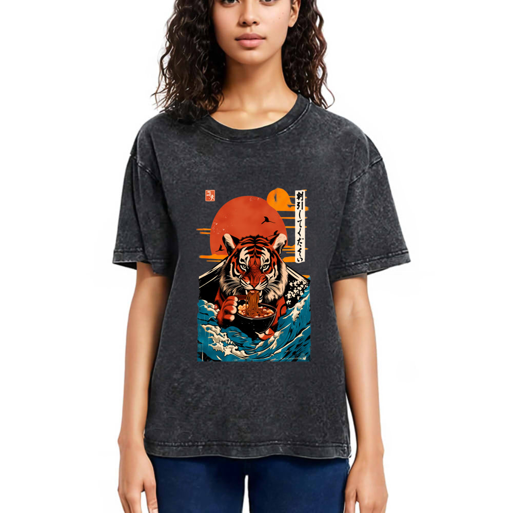 Tokyosol Tiger Obsessed With Ramen Washed T Shirt