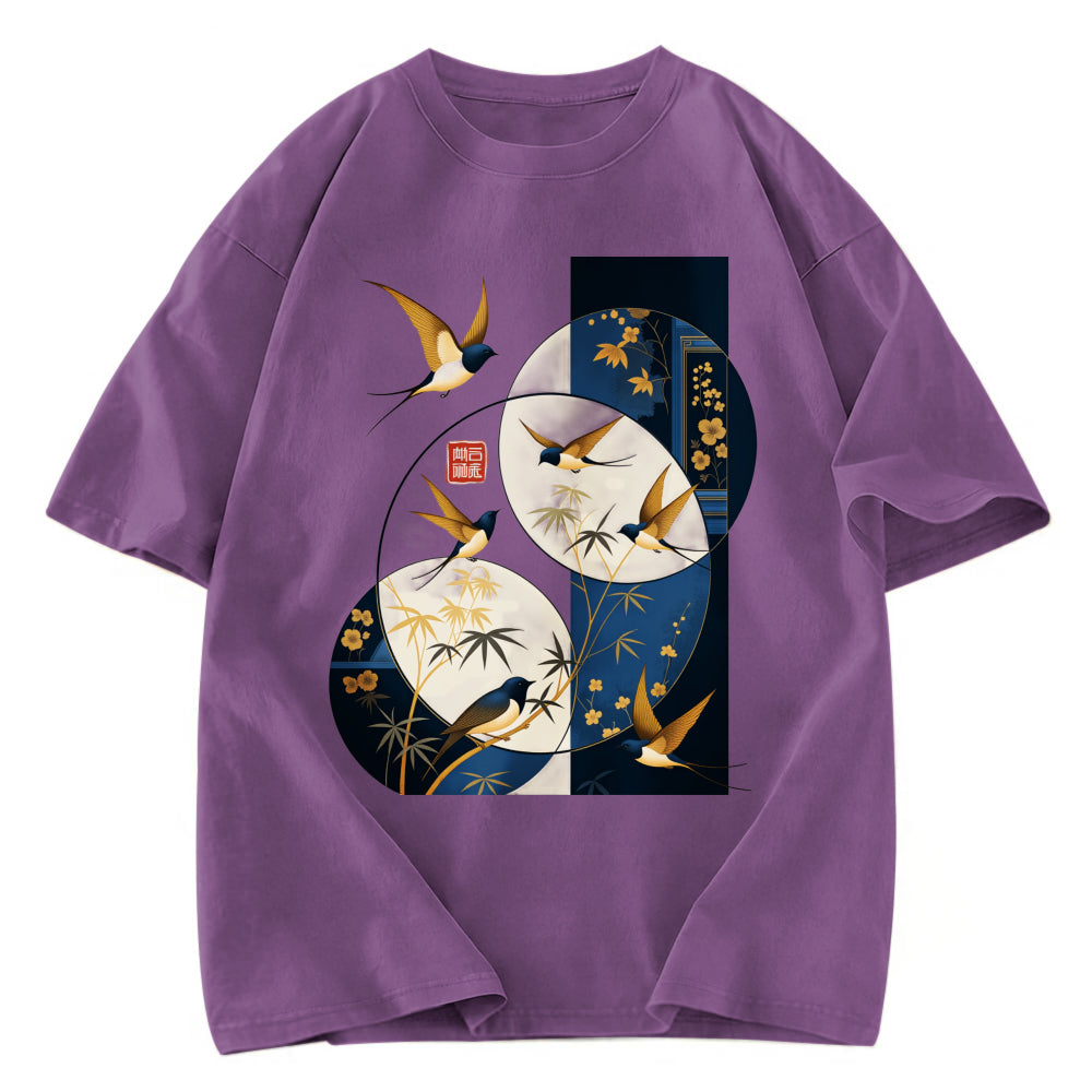 Tokyosol Swallows Among The Bamboo Washed T Shirt