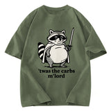 Tokyosol Fat Raccoon Sword Humor Washed T Shirt