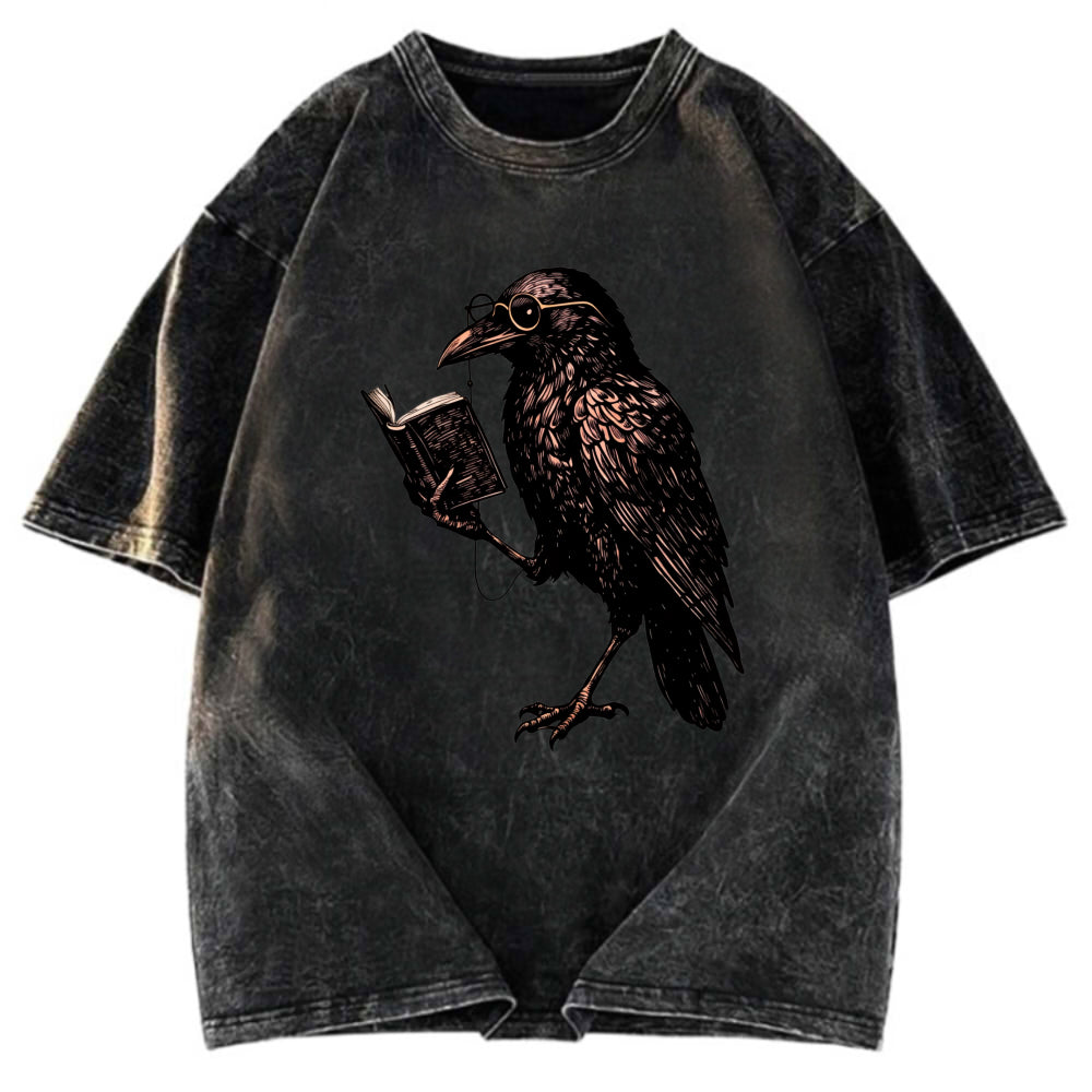 Tokyosol Vintage Raven Book Washed T Shirt