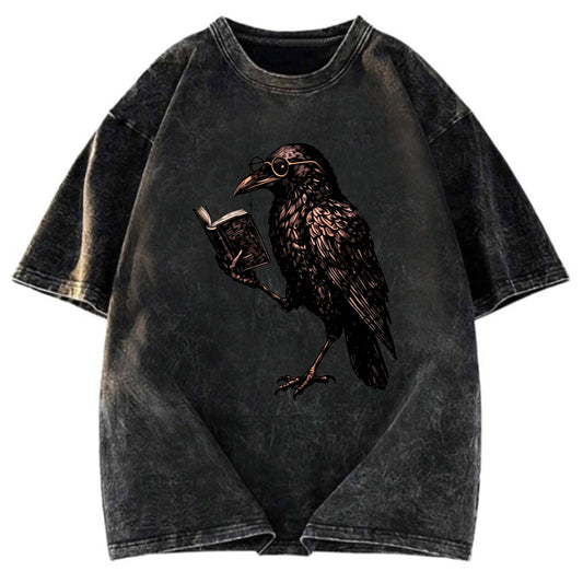 Tokyosol Vintage Raven Book Washed T Shirt