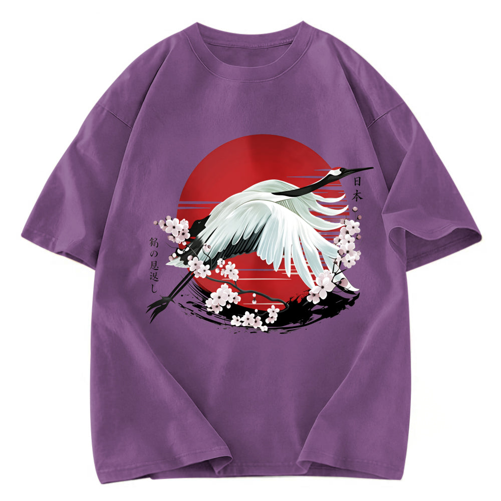 Tokyosol Japanese Crane Tsuru Washed T Shirt