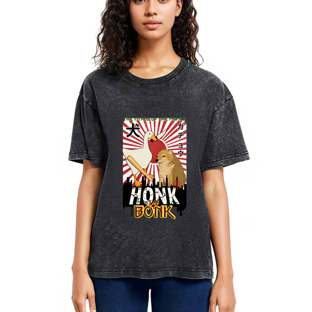 Tokyosol Honk Vs Bonk Meme Washed T Shirt