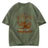 Tokyosol Retro Capybara Eating Ramen Washed T Shirt