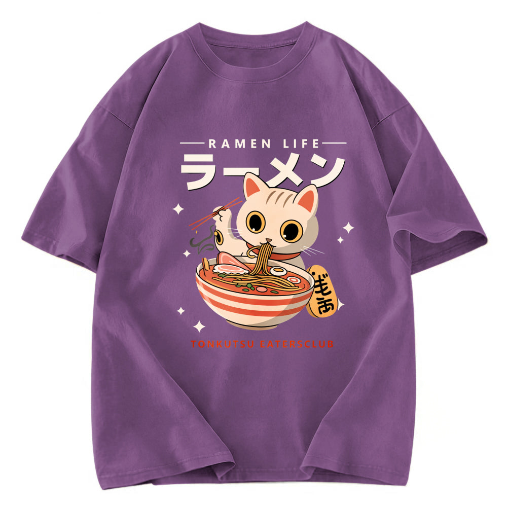 Tokyosol Lucky Cat Ramen Life Washed T Shirt