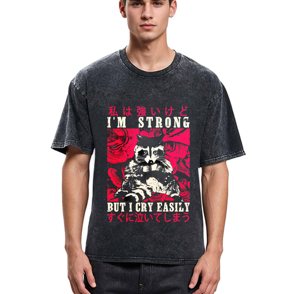 Tokyosol I Am Strong Raccoon Washed T Shirt