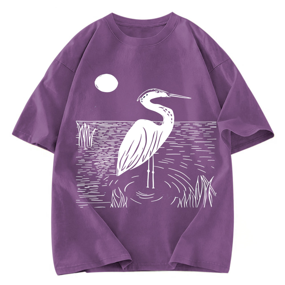 Tokyosol Woodcut Crested Lbis Washed T Shirt
