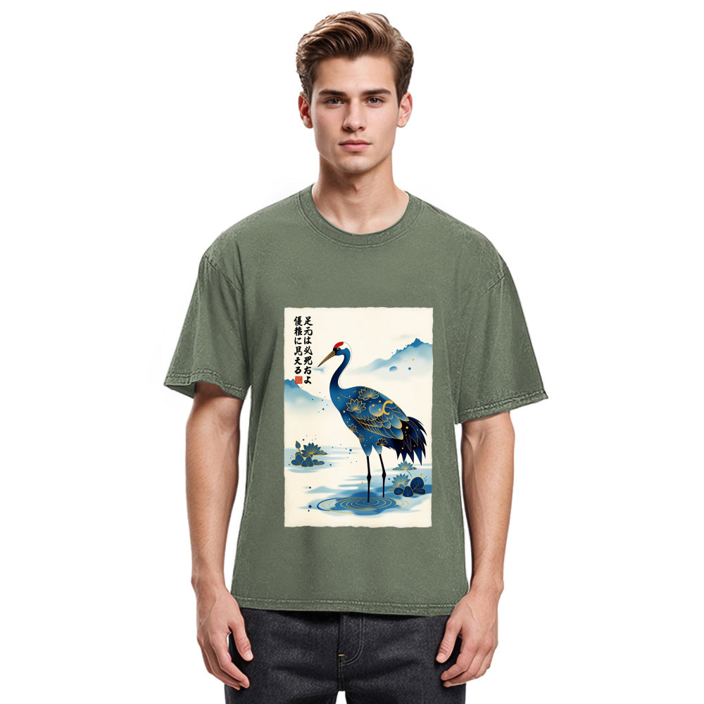Tokyosol The Graceful Crane Washed T Shirt