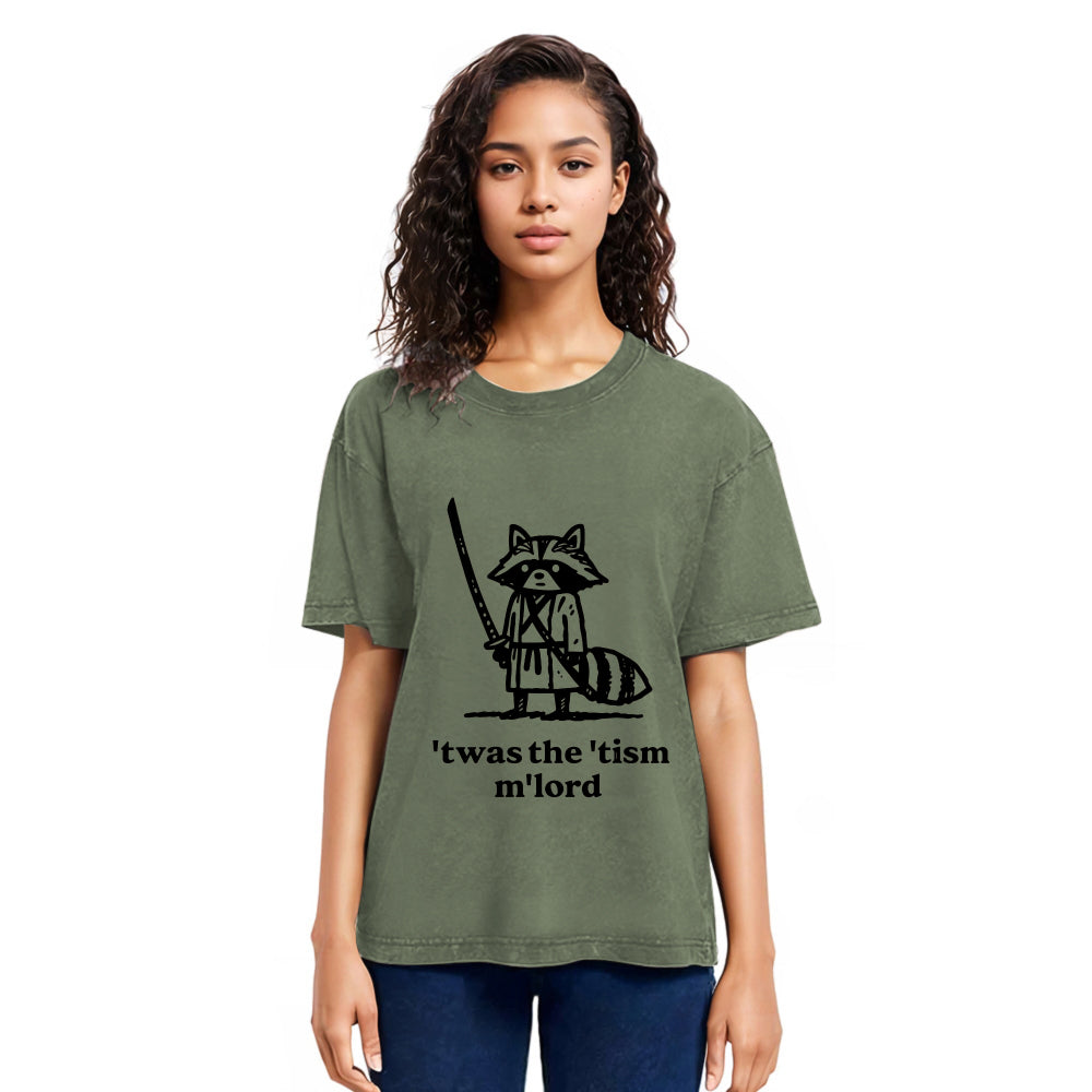 Tokyosol Focused Samurai Raccoon Washed T Shirt