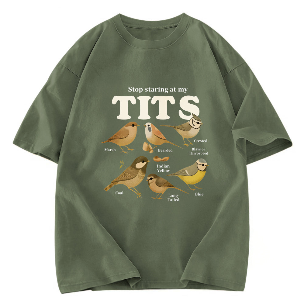 Tokyosol Stop Staring At My Tits Meme Bird Washed T Shirt