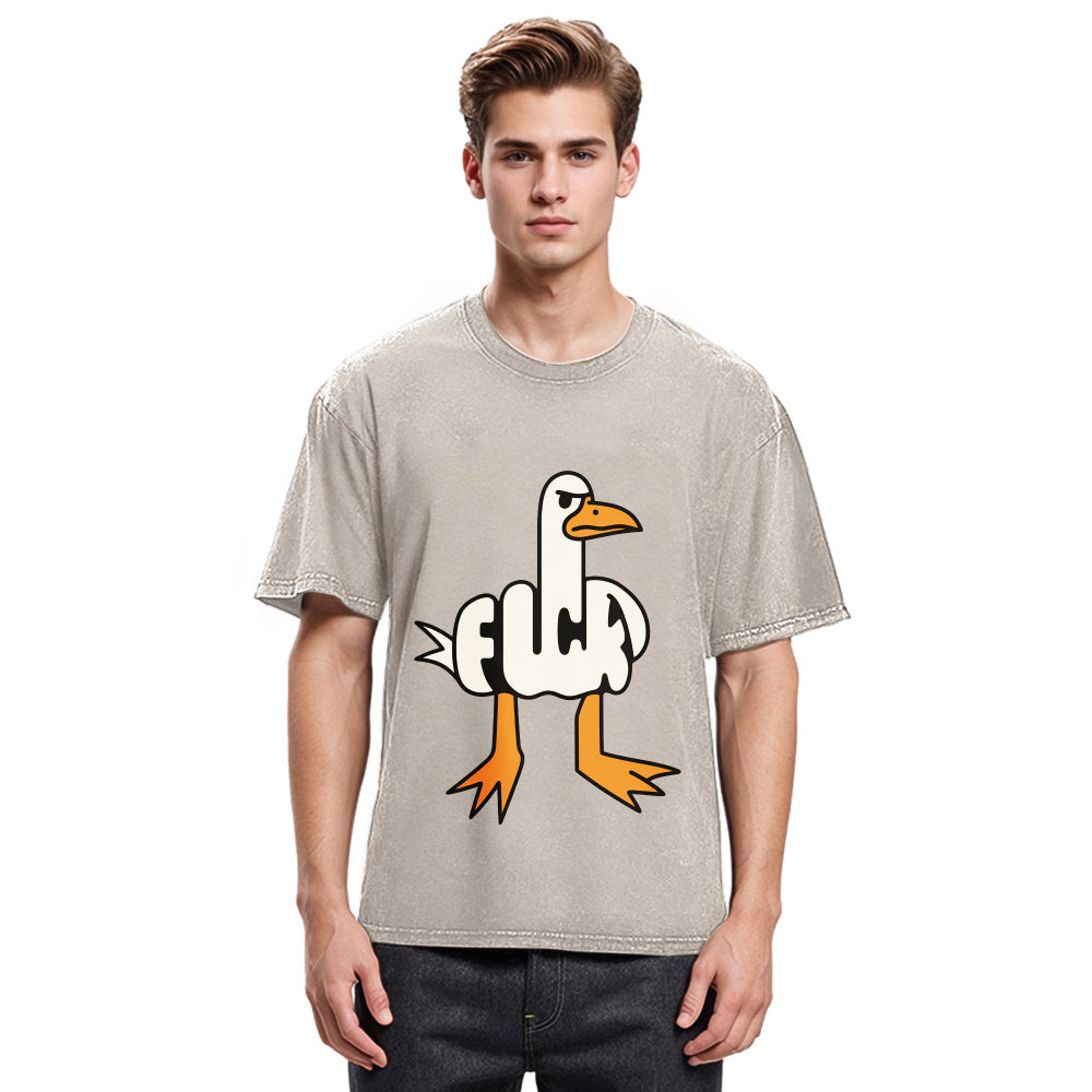 Tokyosol Angry Goose Funny Washed T Shirt