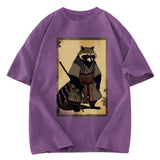 Tokyosol Japanese Raccoon Samurai Washed T Shirt