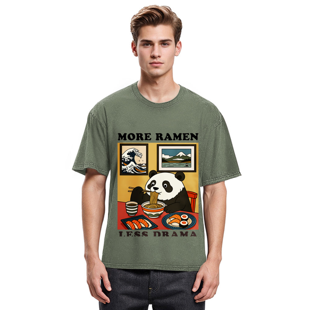Tokyosol More Ramen Less Drama Panda Washed T-Shirt