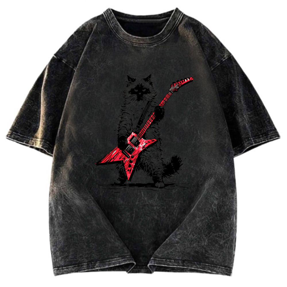 Tokyosol Raccoon Playing Guitar Washed T Shirt