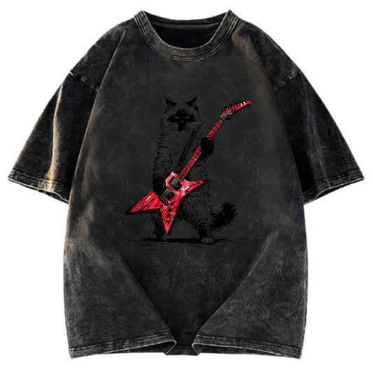 Tokyosol Raccoon Playing Guitar Washed T Shirt