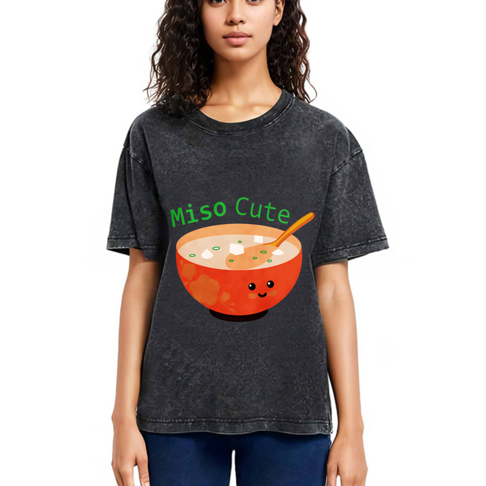 Tokyosol Miso Cute Washed Zip T Shirt