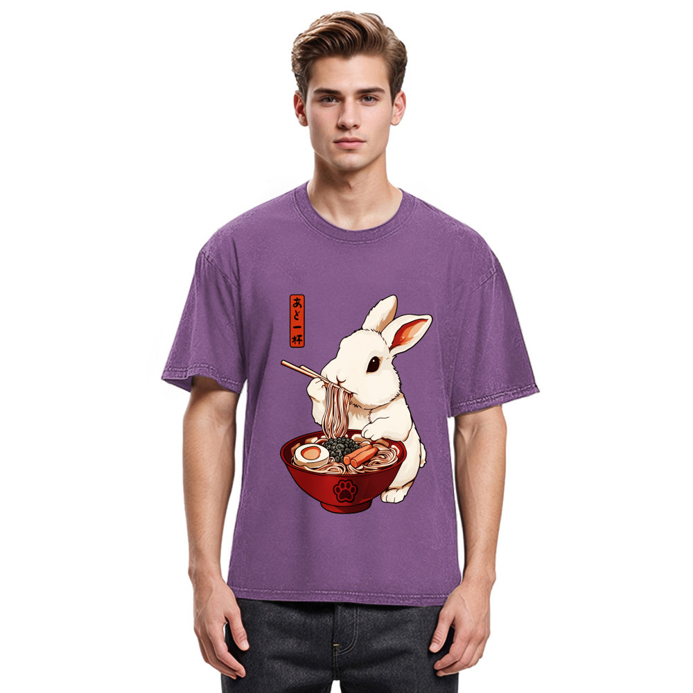 Tokyosol Bunny:One More Bowl, Please! Washed T-Shirt