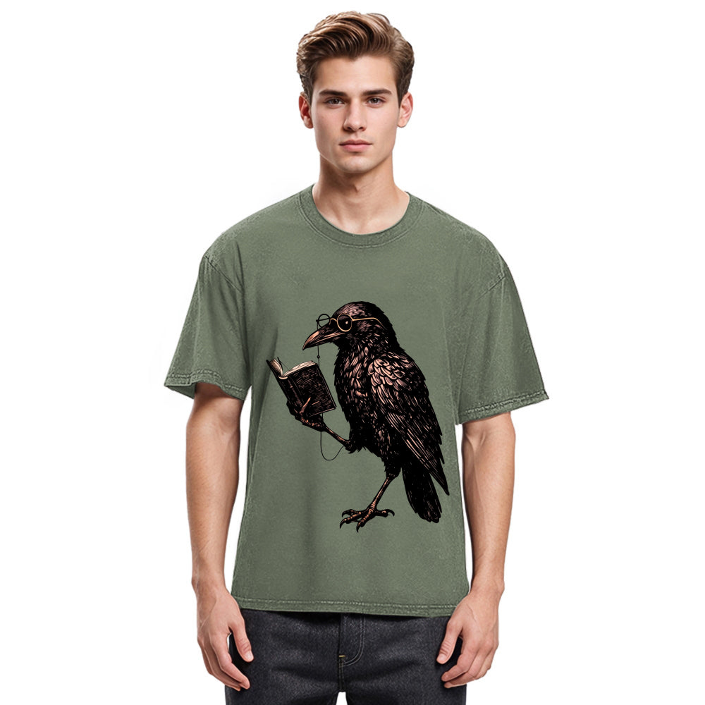 Tokyosol Vintage Raven Book Washed T Shirt