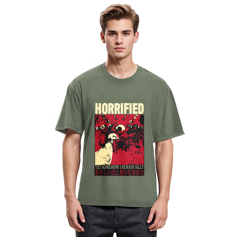 Tokyosol Horrified Pigeon Vintage Washed T Shirt