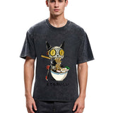 Tokyosol Ramen Lover Robot Cat Washed T Shirt