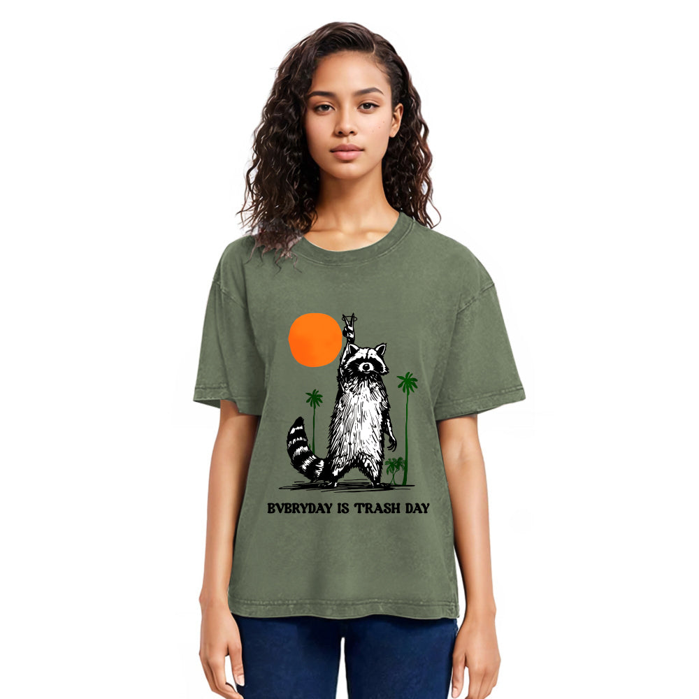 Tokyosol Everyday Is Trash Day Raccoon Washed T Shirt