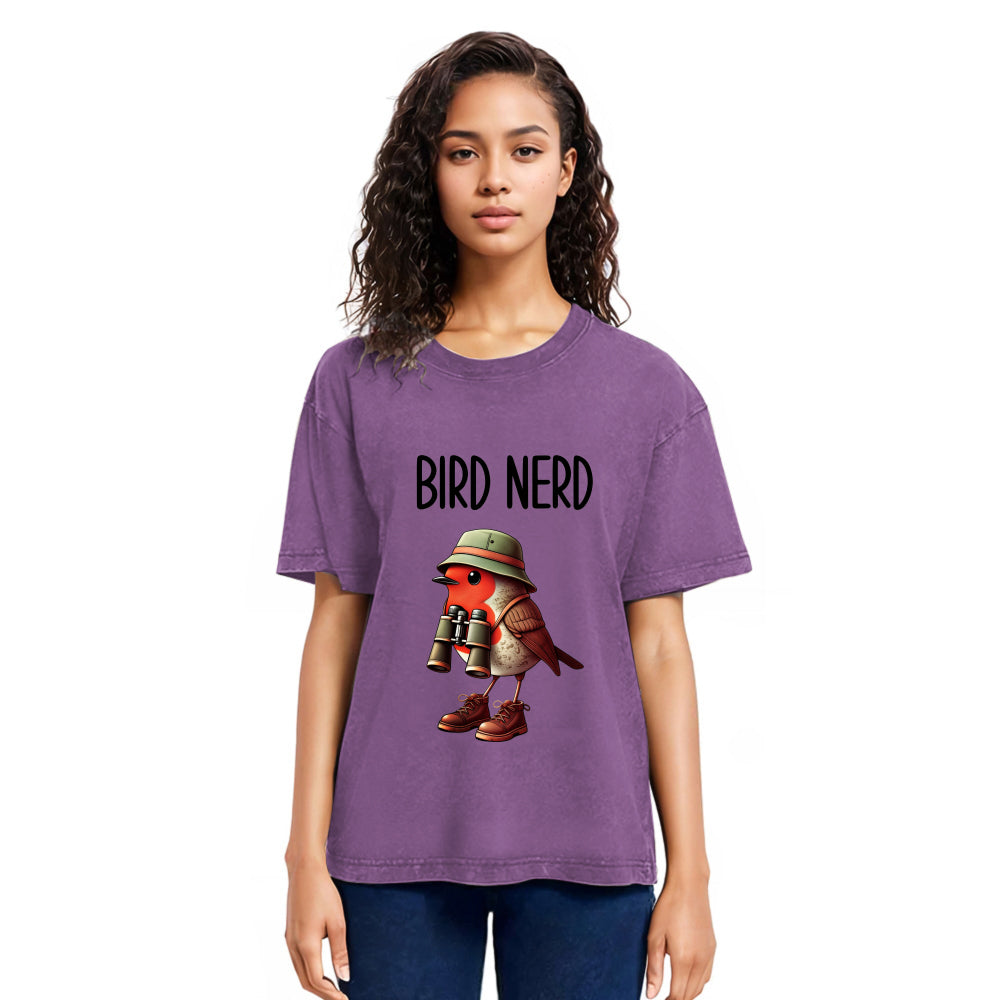 Tokyosol Funny Bird Nerd Washed T Shirt