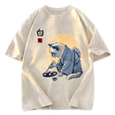 Tokyosol Cute Japanese Sushi Cat Washed T Shirt