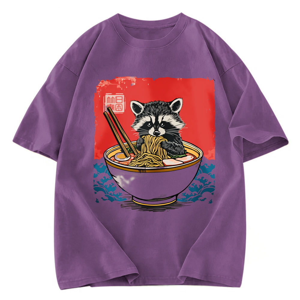 Tokyosol Ramen Lover Raccoon Washed T Shirt