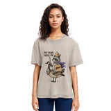 Tokyosol Funny Raccoon King Riding Goose Washed T Shirt