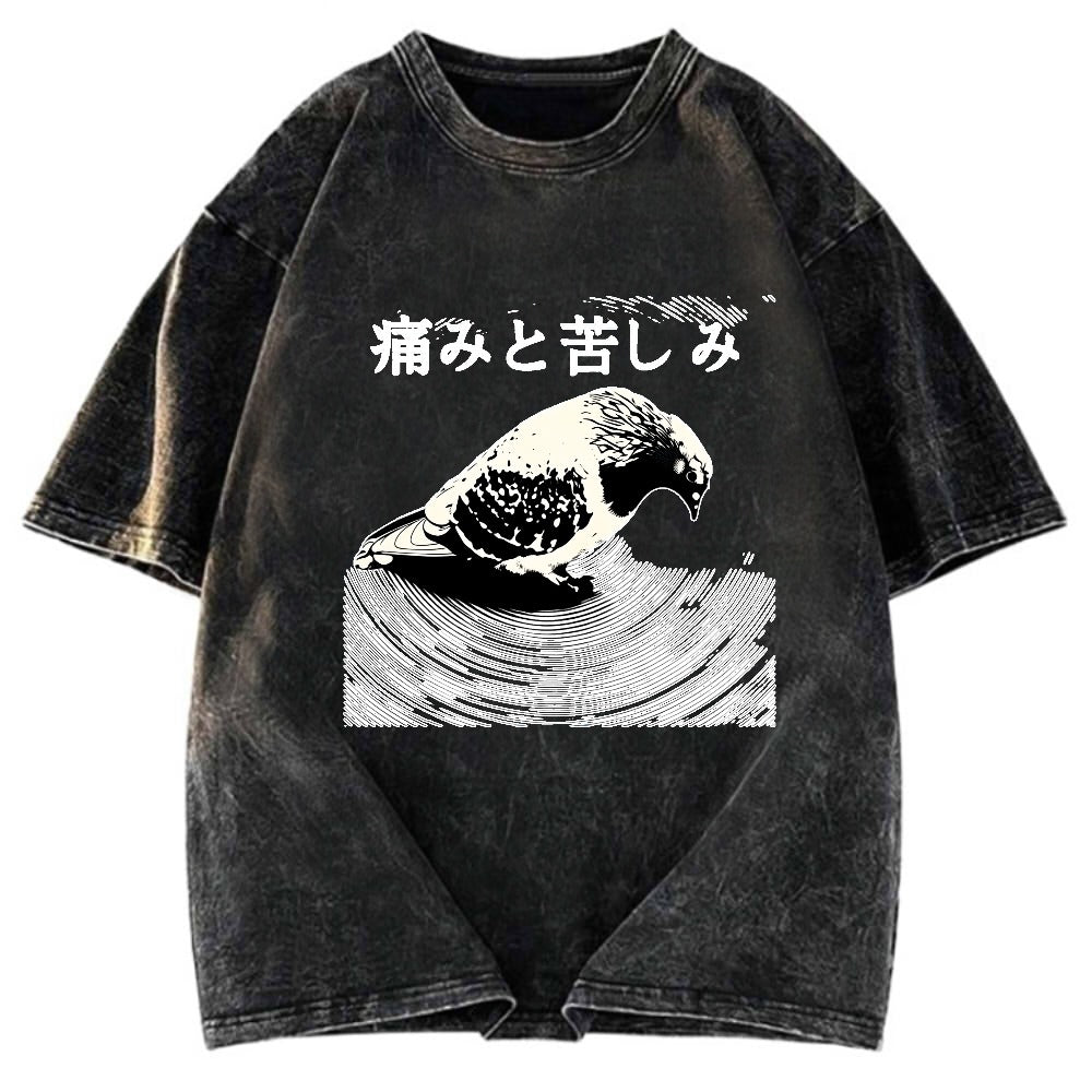 Tokyosol Anguish Pigeon Japanese Washed T Shirt