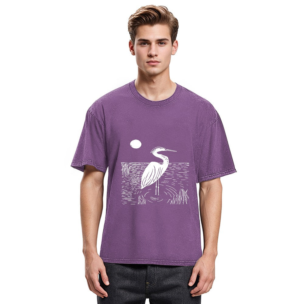 Tokyosol Woodcut Crested Lbis Washed T Shirt