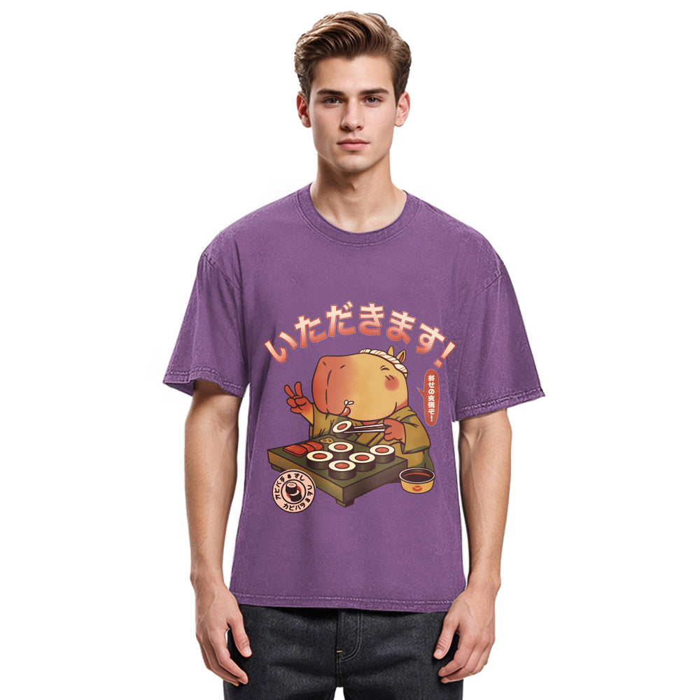 Tokyosol Sushi Chef Capybara Washed T Shirt
