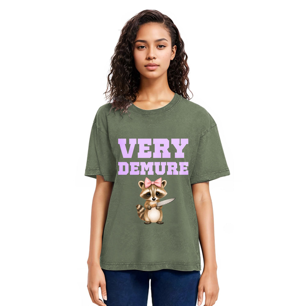 Tokyosol Very Demure Raccoon Washed T Shirt