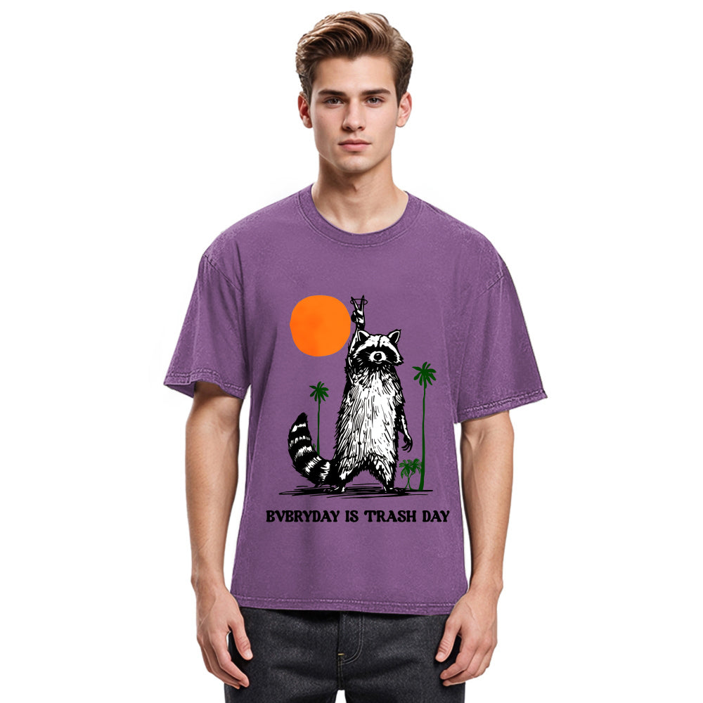 Tokyosol Everyday Is Trash Day Raccoon Washed T Shirt