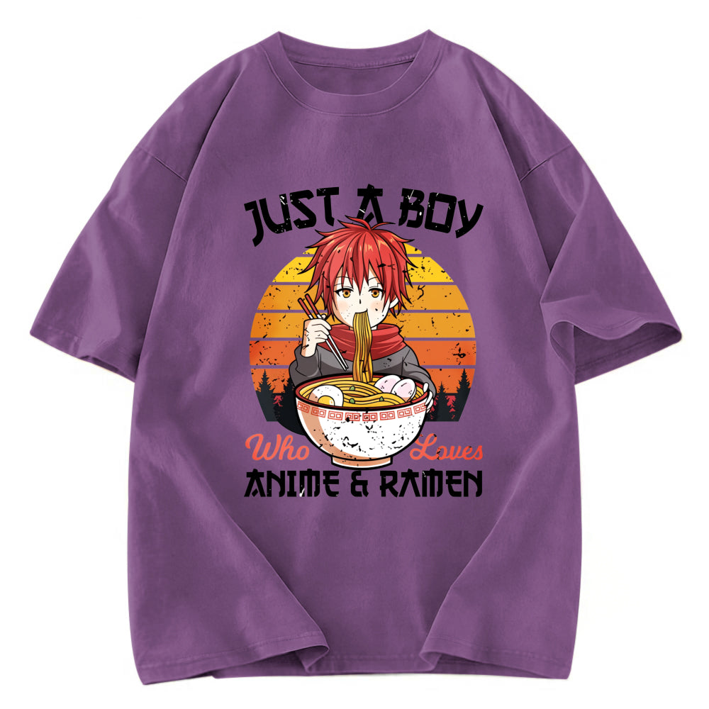 Tokyosol Just A Boy Who Loves Anime And Ramen Washed T Shirt