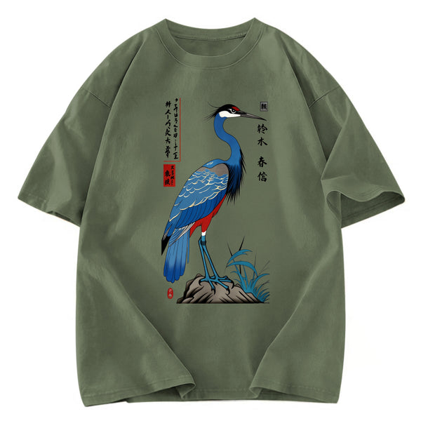 Tokyosol Colorful Crane Washed T Shirt