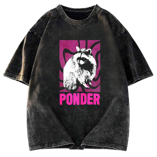 Tokyosol Ponder Raccoon Washed T Shirt